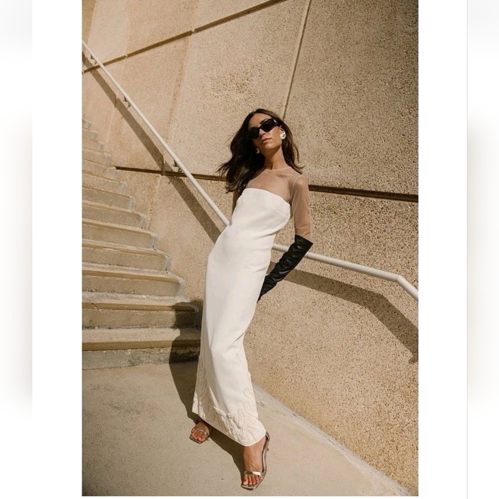 Antonio Melani x Elizabeth Damrich NWT Babe Mesh Crepe Soutache LONG Dress 6